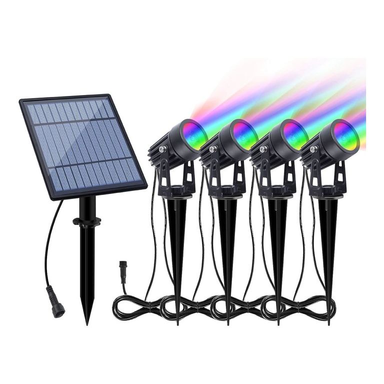 SPOT ESTACA X4 RECARGABLE CON ENERGÍA LUZ RGB MULTICOLOR