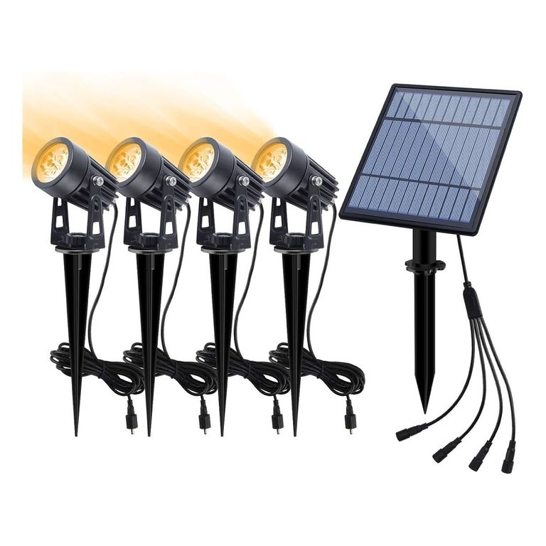 SPOT ESTACA X4 RECARGABLE CON ENERGÍA LUZ AMARILLA