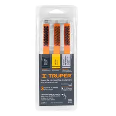 TRUPER - Juego de 3 Mini Cepillos de Alambre 28 pinceles, 10652