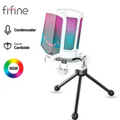 FIFINE - MICROFONO A6V RGB CONDENSADOR BLANCO