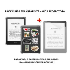 GENERICO - Funda Transparente + Mica para Kindle Paperwhite 11th gen 6.8 pulgadas