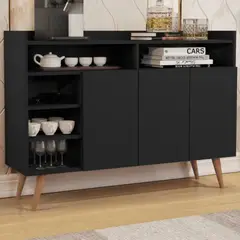 TU MESITA - Aparador Vajillero Celta 3 puertas color Negro