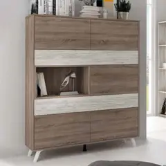 TU MESITA - Vitrina Nórdica Orus color MarrónCeniza 5 puertas