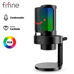 FIFINE - MICROFONO A8 CONDENSADOR RGB NEGRO
