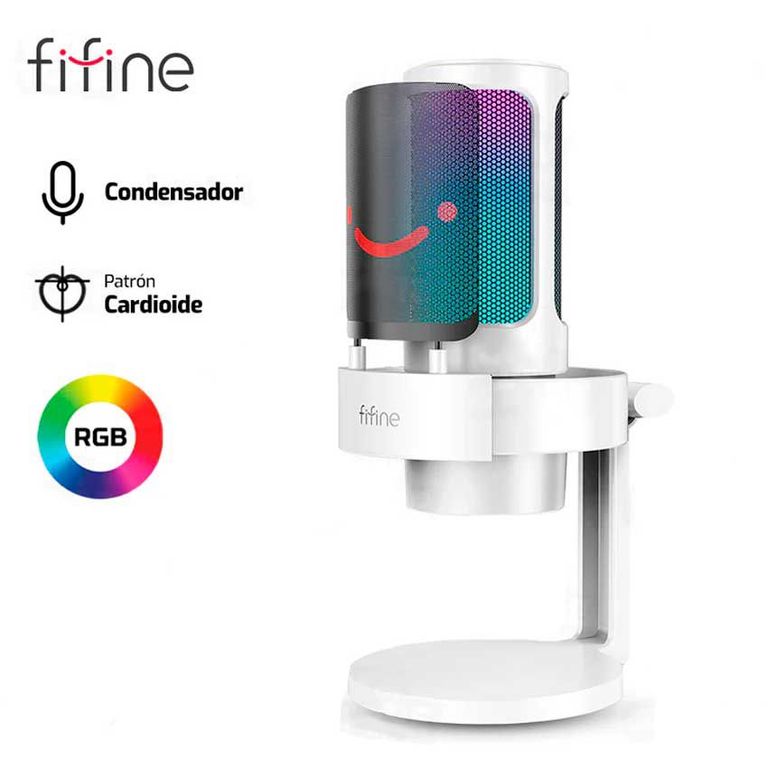 MICROFONO A8 CONDENSADOR RGB BLANCO