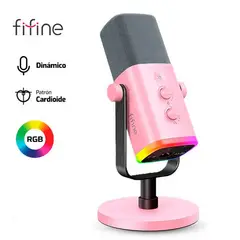 FIFINE - MICROFONO AM8DINÁMICO ROSADO