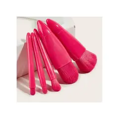 GENERICO - Juego de 5 Mini Brochas con Estuche y Espejo Fucsia