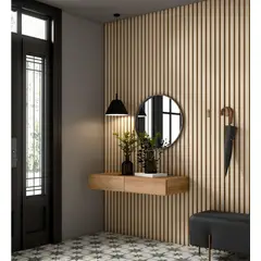 TU MESITA - Recibidor Panelado con Espejo Imagine color Duna 2 cajones