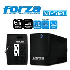 FORZA - UPS 250W 6 TOMAS 500VA NT-512U RJ11 NEGRO