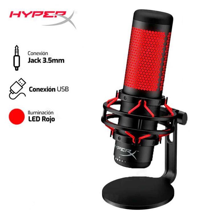 MICROFONO QUADCAST USB LED ROJO