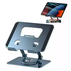 SEISA - Soporte Aluminio para Tablet Ipad Celular Escritorio Giratorio 360 Plegable Portatil Premiun