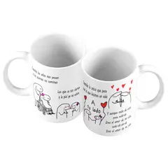 GENERICO - X 2 Taza Mug 11oz PARA PAREJAS A TU LADO - BLANCO