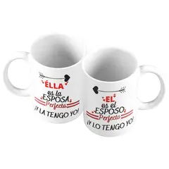 GENERICO - X 2 Taza Mug 11oz PARA PAREJAS LA ESPOSA PERFECTA - BLANCO