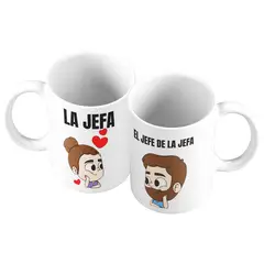 GENERICO - X 2 Taza Mug 11oz PARA PAREJAS LA JEFA - BLANCO