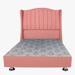 MUEBLES MACRUMO - Cama tapizada Barcelona con joroba - 2 Plz - color palo rosa
