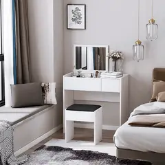 MUEBLES CRISOSTOMO - Escritorio Tocador de Melamina Blanco 80cm