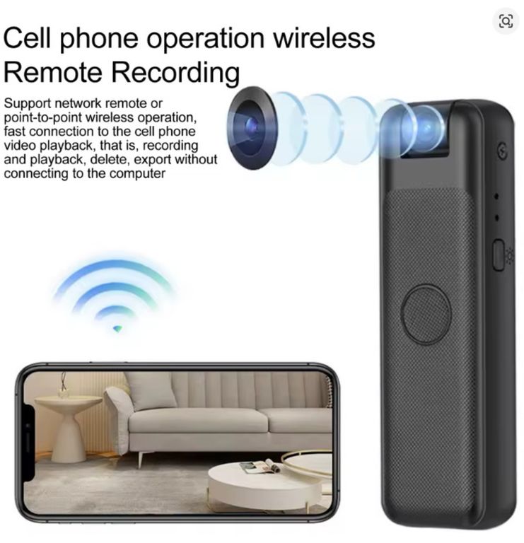 Cámara Corporal 1080P Full HD con WiFi Visión Nocturna 155° Gran Angular Grabadora de Video Portátil