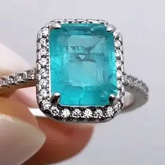 GENERICO - Anillo Halo Amita Turmalina Paraiba