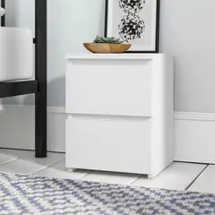 MUEBLES CRISOSTOMO - Velador de Melamina Blanco 2 Cajones