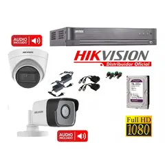 HIKVISION - KIT 2 CÁMARAS FULL HD CON AUDIO COLOR-VU CON DISCO 1TB 7204_KIT2_AUDIO