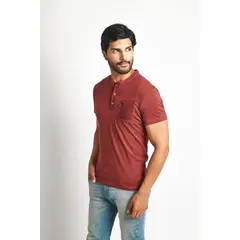 STEALTH - Polo Manga Corta Cuello Henley Hombre