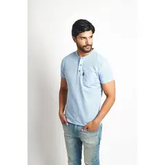 STEALTH - Polo Manga Corta Cuello Henley Hombre