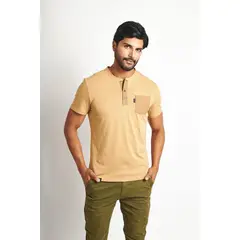 STEALTH - Polo Manga Corta Cuello Henley Hombre