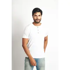 STEALTH - Polo Manga Corta Cuello Henley Hombre