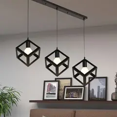 GENERICO - LÁMPARA COLGANTE DE 3 CUBOS CON BASE RECTA / INCLUYEN FOCOS