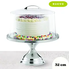 GENERICO - Porta torta de Acero con tapa policarbonato 32cm