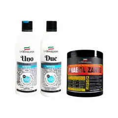 LA BRASILIANA - Shampoo uno + Reacondicionador due + Máscara anaboliza