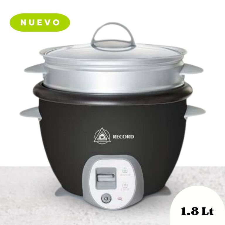 Olla arrocera 1.8 litros rec-clones101 tapa de vidrio, negro