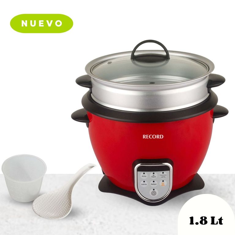Olla Arrocera con Vaporera Multifuncional de 1.8Lt Rojo