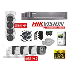 HIKVISION - KIT DE 8 CAMARAS FULL HD CON AUDIO 7208_KIT8_AUDIO