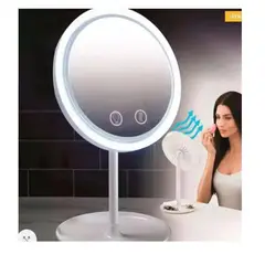 GENERICO - Espejo 3 en 1 maquillaje led + ventilador y un espejo de aumento x5