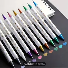 GENERICO - PLUMONES DOBLE PUNTA METALICOS X 10 UND