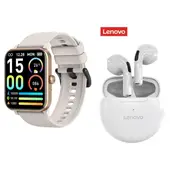 LENOVO - Reloj deportivo inteligente J01 Blanquecino + combo HT38 Blanco
