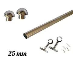 GENERICO - Pack Cortinero de Acero con Hongo de 2.00 MTS 1" - 25 MM