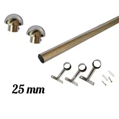 GENERICO - Pack Cortinero de Acero con Hongo de 3.00 MTS 1" - 25 MM