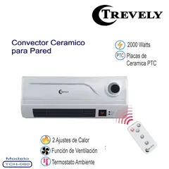 TREVELY - Calentador Ceramico Pared Control Remoto