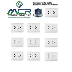 GENERICO - Tomacorriente Doble + tierra universal 10 unidades