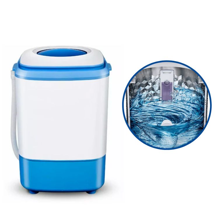 Mini Lavadora Portátil, Tambor De Acero Capacidad 6.5 Kg, Lava Enjuaga Centrifuga