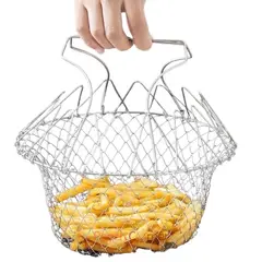 GENERICO - CESTA PLEGABLE DE ACERO INOXIDABLE PARA FREIR MULTIFUNCIONAL