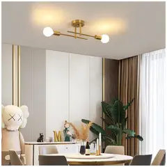 GENERICO - Lámpara de techo 2 luces dorado sin focos