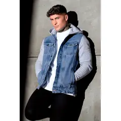 GENERICO - Casaca Jean afranelado Hombre