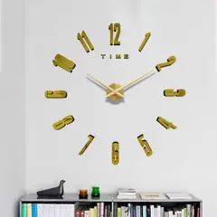GENERICO - Reloj Gigante Adhesivo para Pared Dorado