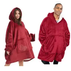 OEM - POLERÓN CALENTADOR ADULTO HUGGLE HODDIE- UNISEX-GUINDA