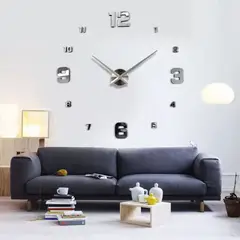 GENERICO - Reloj Plateado con Adhesivo para Pared