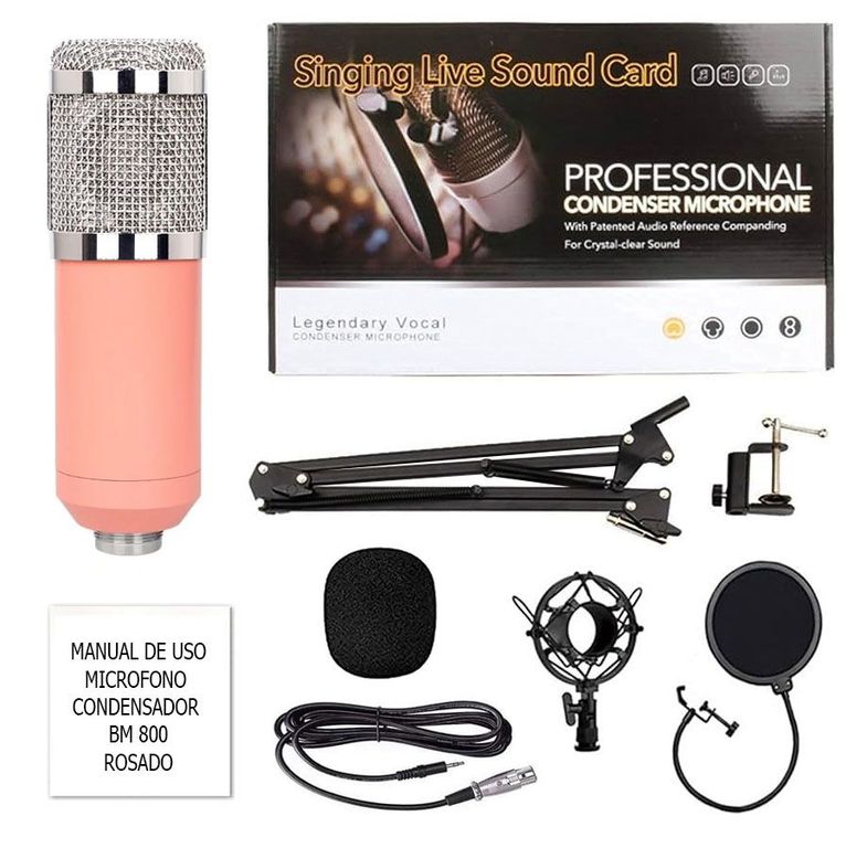 USB Gaming Microphone Streaming Podcast PC Micrófono Condensador Pink