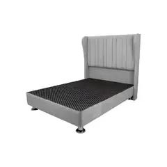 MUEBLES MACRUMO - Cama tapizada Barcelona en "P" - 1.5 Plz - color gris plata